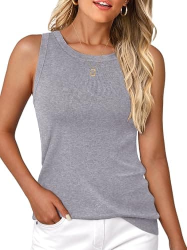 GKBK Women's Soft Cashmere Wool Blend Knit Sweater Vest Trendy Crewneck Sleeveless Tank Top for Business Casual and Old Money Fashion Grey - Image 1