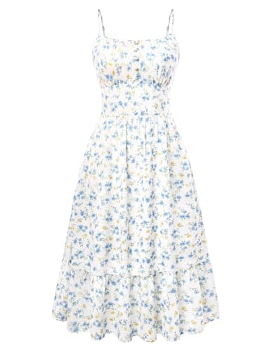 Belle Poque Floral Dress for Women 2026 Summer Sleeveless Flowy Ruffle Midi Dresses Elegant Wedding Guest Dress Medium - Image 1