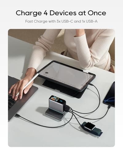 CUKTECH 100W Wall Laptop Charger, 4-Port GaN USB C Charger Block, Smart Display and Touch Control, Fast Charging Power Adapter for MacBook, iPhone 17/16 Series, Galaxy S26, Pixel (Cable Included) - Thumbnail 4