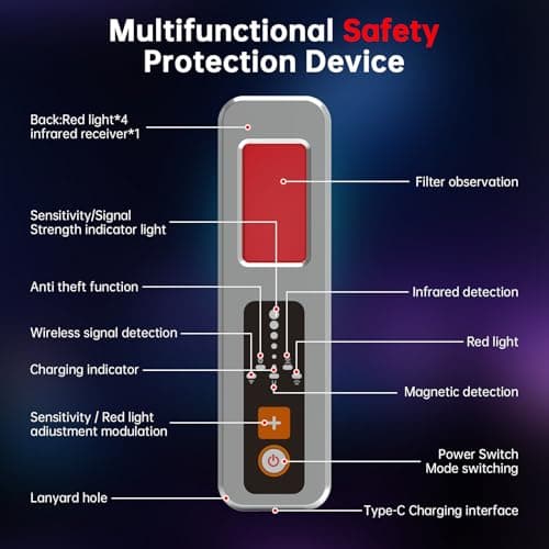 Hidden Camera Detector, Spy Camera Finder, RF Signal Scanner, 4 Modes GPS Tracker & Bug Detector, Portable Spy Device Detector for Hotel,Car,Office,Bathroom,Airbnb and Travel Security - Thumbnail 6