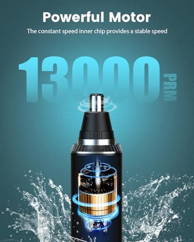 Ginity Ear & Nose Hair Trimmer with LED Display for Men Women,Painless USB Rechargeable Eyebrow & Facial & Nose Hair Trimmer Clipper,Professional IPX7 Waterproof Dual Edge Blades - Thumbnail 3