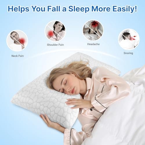 TranquilMoments Memory Foam Pillows, Bed Pillow, Bed Pillow for Side, Back and Stomach Sleepers, Neck Pillow for Sleeping with Removable and Machine Washable Cover, Queen Size (2 Pack) - Thumbnail 6