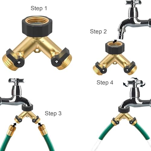 Garden Hose Splitter 2 Way Heavy Duty,Faucet Splitter, Outdoor Faucet Splitter, y Adapter for Water Hose, Water Spigot Splitter （1Pcs） - Thumbnail 3