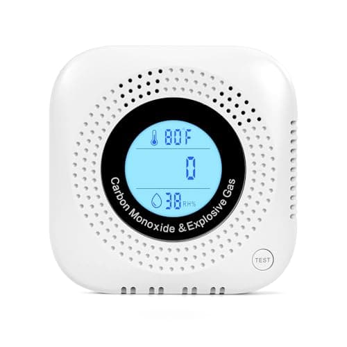 Daffypop Plug-in Carbon Monoxide & Natural Gas Leak Detector, 4-in-1 CO, Methane, Propane Alarm with Temperature & Humidity Monitor for Home, Kitchen, RV, Hotel, Travel – White