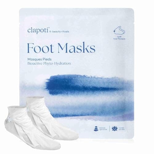Clapoti Korean Foot Masks, 1 Pack — 99% Natural Green Tea & Shea Butter, Deep Softening in One Use, 10 min or Overnight Hydration Repair, Non-Peeling, Vegan Treatment Socks for Dry Feet - Image 1