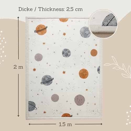 Hakuna Matte CloudSoft Baby Play Mat for Floor 60" x 80" Planets – Coral Velvet Memory Foam Rug for Crawling & Cozy Play – Non-Slip, Water-Resistant, Easy-CareTummy Time Mat, Playmat for Playpen - Thumbnail 2