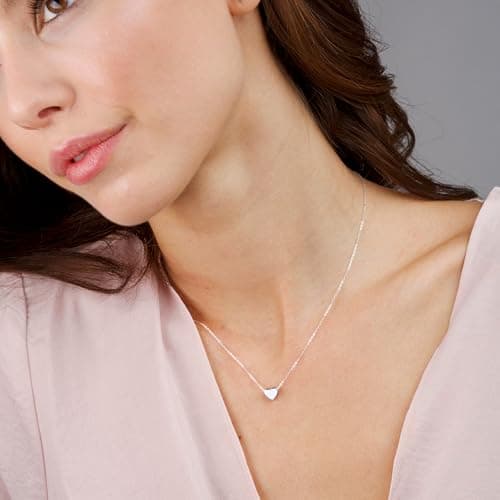 BAYLAY Silver Heart Necklace for Women, 18K Silver Plated Heart Necklace Tiny Heart Charm Pendant Necklaces for Women Silver Jewelry Mothers Day Gifts for Mom Grandma Wife Women - Thumbnail 2