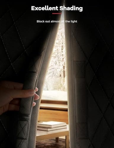 AEOCOO Insulated Door Curtains, Fit Size up to 36 x 80 Inches for Doorways/Front/Back/Basement, Magnetic Thermal Door Cover for Winter, Oxford Filled with Thick Cotton to Keep Warm, Black, Diamond - Thumbnail 5
