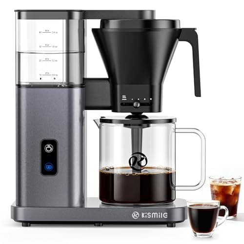 Kismile 8 Cup Drip Coffee Maker Machine, Pour Over Coffee Brew with 3s Instant Heat 197-205℉, Removable Water Tank, Adjustable Flow Control, Deep Cold Brew & Keep Warm 40 Min (starrygray) - Image 1