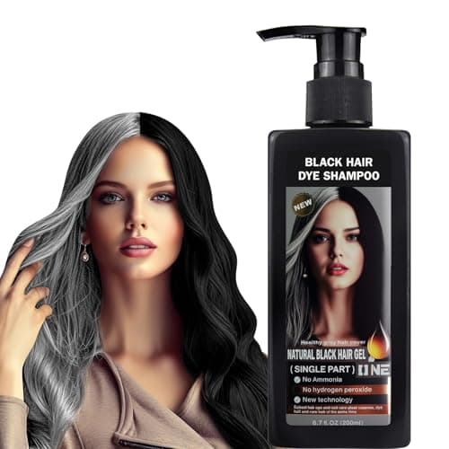 Natural Hair Color Dye Shampoo, Covers Gray Hair Fast with Long-Lasting Color, Plant-Based Formula Repairs Damaged Hair, Gentle on Scalp for At-Home Use, Men & Women(Black,6.7 Fl Oz/200ML) - Image 1