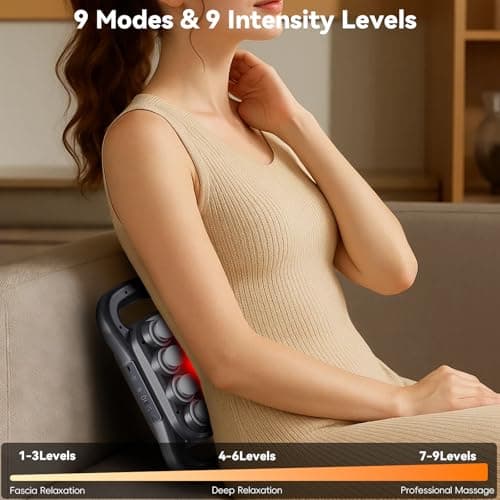 Cexovil 16-Head Massage Gun,2026 Upgrade Deep Tissue Percussion Massager with 9 Modes 9 Intensities, 2600mAh 6H Runtime, Quiet Muscle Tension Release Electric Massage Tools for Back, Shoulders, Legs - Thumbnail 2