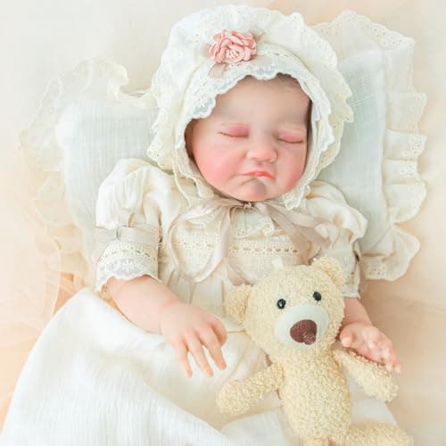 Vvioxiu Reborn Baby Dolls, 22Inch Realistic Sleeping Girl Reborn Baby Doll with Feeding Toy, Gift for Kids Age 3+ - Image 1