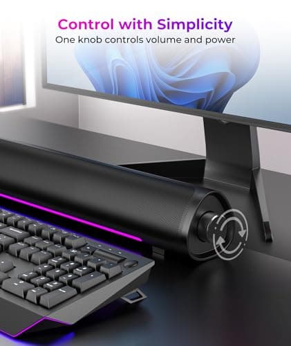 Auphyra Computer Speakers for Desktop PC, Gaming PC Sound Bar, Plug and Play - USB Power with 3.5mm Audio, RGB Gradient Lighting, One-knob Control, for Computers/Laptops/Monitors - Thumbnail 5