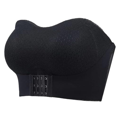 ONLYSTORY Womens Front Closure Strapless Non-Slip Padded Bandeau Bra Tube Top Invisible Wireless Bralette Black - Image 1