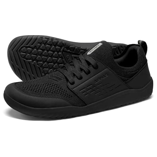 AIRHAS Mens Barefoot Shoes with Wide Toe Box Gym Workout Sneakers for Men Zero Drop Walking Shoes(Black,8.0) - Image 1
