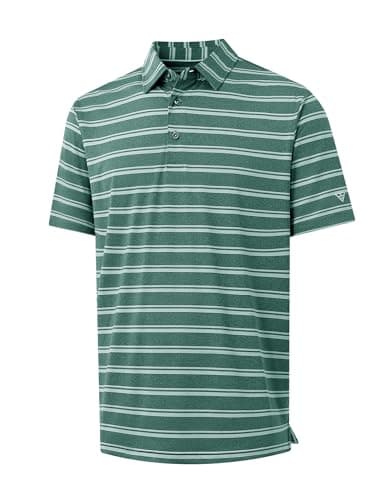 M MAELREG Mens Polo Shirts Short Sleeve Performance Dry Fit Striped Casual Sports Tennis Golf Shirts for Men - Image 1