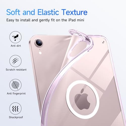 SANDUODD Case for iPad mini 7 (A17 pro) 2024/iPad mini 6 2021, Rugged Translucent Back Shell Full Corner Protective Case for 8.3 inch iPad mini 6/7, Compatible with Magsafe (ClearPink) - Thumbnail 3