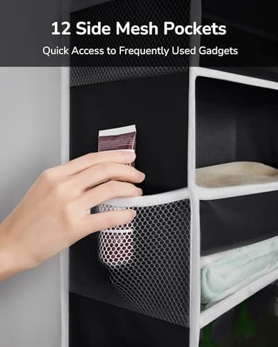 ULG 2Pack-Over The Door Organizer with 6 Large Pockets 12 Side Pockets Door Hanging Organizer Black Door Hanging - Thumbnail 4