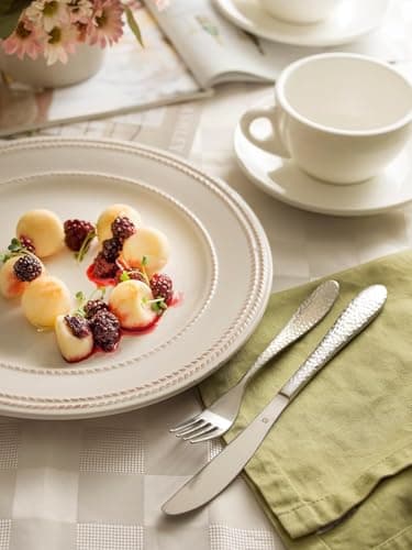 Danialli Matte Silverware Set, 18/10 Stainless Steel Satin Flatware, Modern Brushed Finish Cutlery, Dishwasher Safe & Durable, Built to Last (40-Piece, Marettimo Hammered) - Thumbnail 3