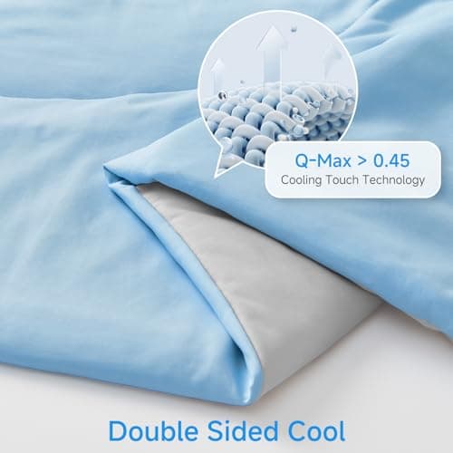 HOMFINE Cooling Comforter Twin Size, Purple Summer Cooling Blanket for Hot Sleepers and Night Sweats, Japanese Double-Sided Cold Tech Fabric Q-Max 0.45, Soft Breathable Silky Smooth Lightweight - Thumbnail 3