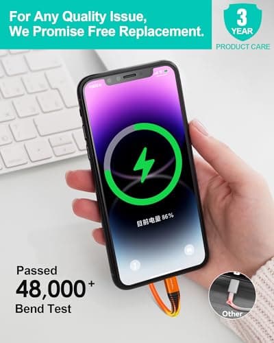 COOLSELL Silicone USB C Cable Short 1.5ft 3 Pack, 60W Fast Charging USB A to Type-C Cord Compatible with iPhone 17/16/15 Samsung Galaxy S23 S22 Google Pixel iPad for Power Bank/Car/Office/Travel - Thumbnail 4