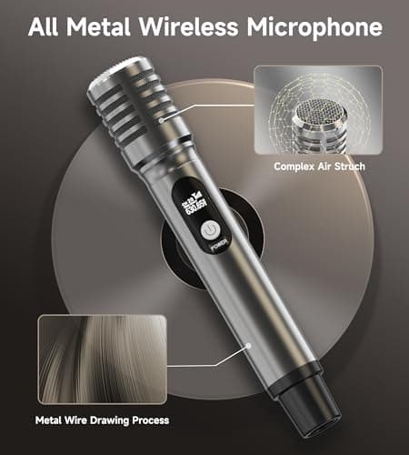 Wireless Microphones, Wireless Microphone with One-to-One Chip Connection, 40H Rechargeable Battery, 200FT Range, Plug and Play, Ergonomic Design,Less Latency Microphone for Singing Video Recording - Thumbnail 5