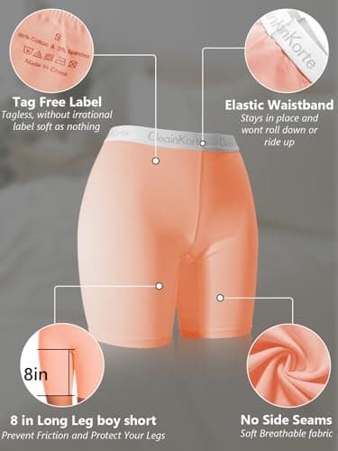 CleainKorte Womens Boy Shorts Underwear Cotton Anti Chafing Boxers Briefs High Waisted Boyshorts Panties Strech 3 Pack Multicolor M - Thumbnail 3
