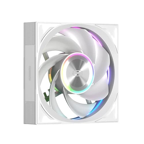 PCCOOLER F7 X120R ARGB 120mm Reversed Blade Case Fan, Intake Fan with Triple-Sided Infinite Mirror, Link Connect Daisy Chain, High Airflow PWM Fan, Single Pack (White)