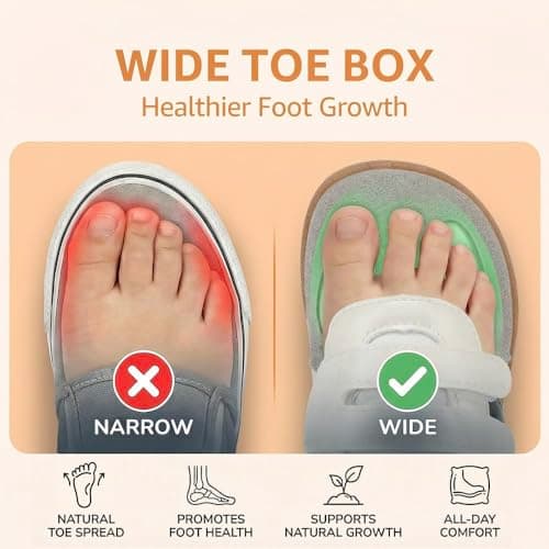 WIDE TOE BOX Toddler Boy Shoes Zero Drop Wide Barefoot Shoes Lightweight Girls Sneakers Non-Slip First Walking Tennis Shoe for Preschool School Daycare Classic Black White Little Kid Size 11 - Thumbnail 5