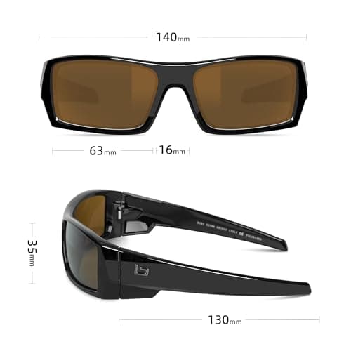 B.N.U.S Polarized Sunglasses for Men with Corning Glass Lens - Scratch-Resistant, Optical Clarity, Premium UV Protection (Black/Brown Lens, Polarized) - Thumbnail 6