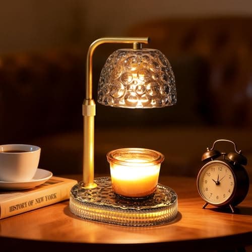 Lsctiff Candle Warmer Lamp Adjustable Height, Flameless 4-Level Dimmable Wax Melt Warmer for Jar Candles with 2 Bulbs, House Warming Gifts, Multiple Colors, Safe Home Use(Sky Gray) - Image 1