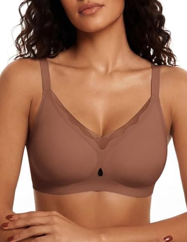 Avidlove Bralettes for Women with Support Plus Size Full Coverage Bras Tshirt Mesh Bra Coffee S - Image 1