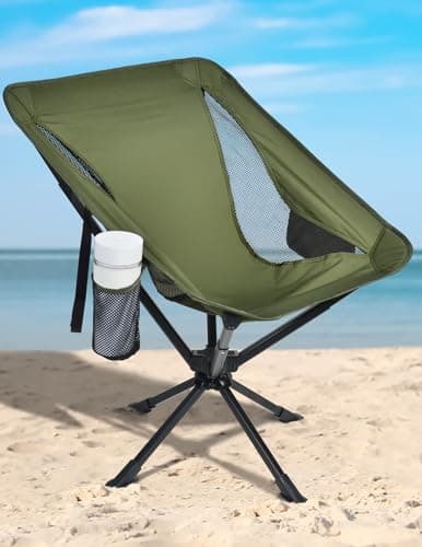 Docusvect Swivel Portable Camping Chair for Adults, Fast Setup, Lightweight & Small Folding Chair with Cup Holder, Side Pocket and Carry Bag - Support 330 LBS - Image 1