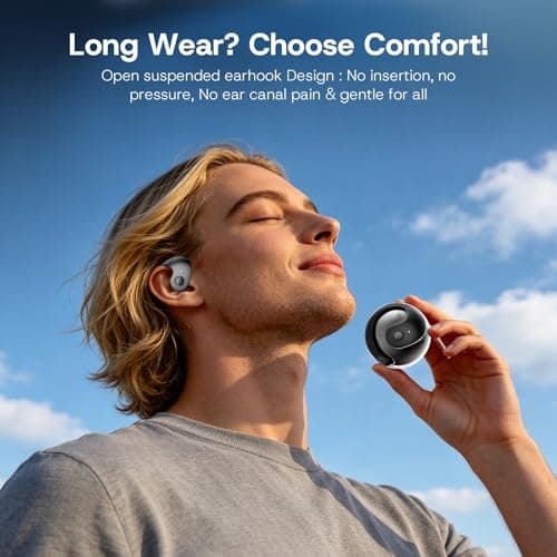 Yeforu Over Open Ear Earbuds Wireless Bluetooth Open Ear Headphones Air Conduction Earbuds that Don't Go in Your Ear with Awareness of Surroundings with Over-Ear Hooks - Thumbnail 2