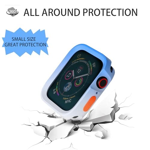 SDOCEBF Rugged Case for Apple Watch Case 41mm 40mm Series 9/8/7/6/5/4/SE3/2/1, Soft Flexible TPU Shockproof Protective Cover Thin Bumper for iWatch 41mm 40mm, Blue-White - Thumbnail 2