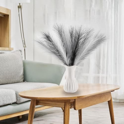 Acfruits Black&White&Gray Pampas Grass Small, 30 Pcs 17" Faux Pampas Grass Short Decor, Pompas Grass Flower Arrangement and Vase Filler for Boho Home Wedding Decoration - Thumbnail 6