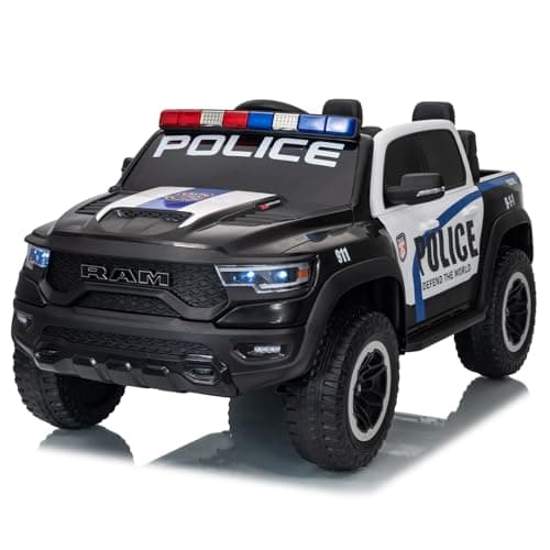 FINITO 24V Police Kids Ride On 2 Seater Police Truck, Remote Control Ride On Toy Car, Kids' Electric Ride On Truck, Kids' Side by Side Truck for Children Ages 3+, Powered Cars for Kids