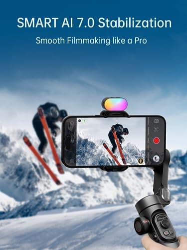 AOCHUAN Gimbal stabilizer for Smartphone,Gesture Control/face Tracking,Magnetic Fill Light,Foldable Handheld Phone Gimbal,3-axis stabilizer TikTok YouTube Vlog Recording XE kit - Thumbnail 3