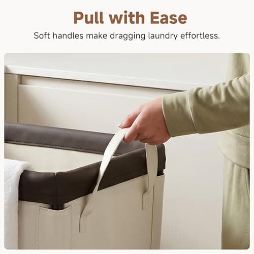 StorageWorks Basic Laundry Hamper with Wheels, 210L Large Rolling Laundry Basket, Heavy Duty Dirty Clothes Hamper for Home and Laundry Room, Beige - Thumbnail 6