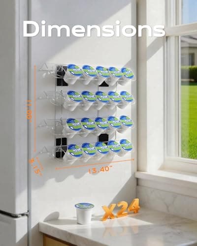 IntreLife K Cup Holder for Fridge, Magnetic Coffee Pod Organizer Holds 24 K Cups, Detachable Acrylic K Cup Organizer with Strong Magnets, Space-Saving Coffee Pod Holder for Kitchen - Thumbnail 5
