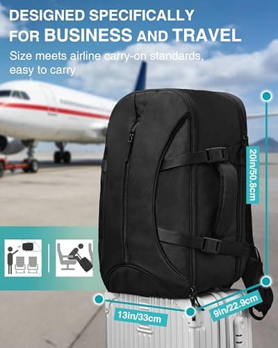 Moysoon TSA-Friendly Travel Backpack with Laptop Compartment, 30L Carry-On Backpack for Men & Women, 180° Lay-Flat Design, Waterproof & Durable 1000D Oxford, Fits 15.6" Laptop - Thumbnail 2