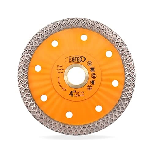 BGTEC Diamond Porcelain Saw Blades, 4 Inch/105MM Super-Thin Mesh Rim Diamond Cutting Disc with 7/8"-5/8" Arbor for Granite Tile Marble Ceramic Sandstone - Image 1