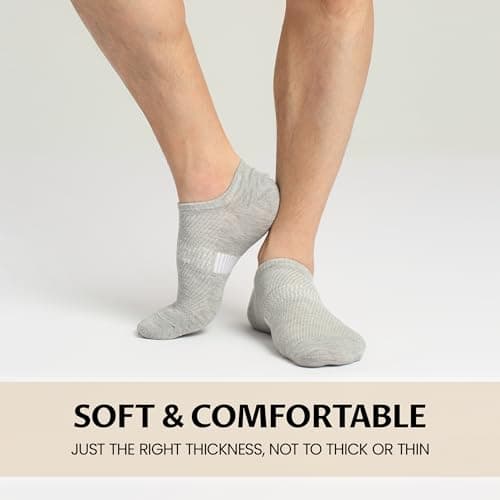Sunew 8 Pairs Low Cut No Show Socks for Men, Invisible Casual Ankle Socks with Non-Slip Heel, Moisture-Wicking Black White Light Grey Beige Large - Thumbnail 6