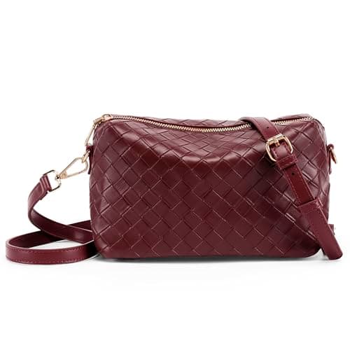 Kiss Sea Woven Crossbody Bag for Women Small Crossbody Purse Leather Clutch Purse with Adjustable Strap for Everyday Use - Image 1