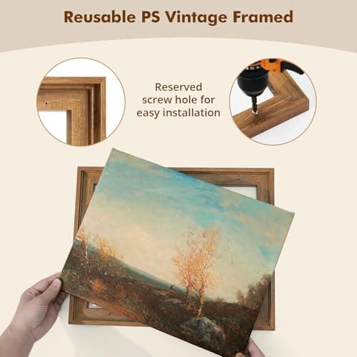 DAJONART Framed Wall Art for Office Living Room Bathroom, Vintage Sunset Landscape Canvas Prints Steampunk Urban Decor, Antique Framed Christmas Wall Decor for Farmhouse Rustic Home, 12"x16" - Thumbnail 6