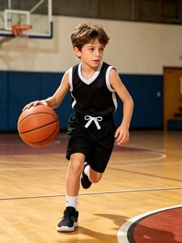 Cozople Boys Sports Shorts Stretchy Lightweight Breathable Mesh Athletic Shorts with Pockets for Summer Camp Basketball Daily Play Black Stain-Resistant - Thumbnail 3