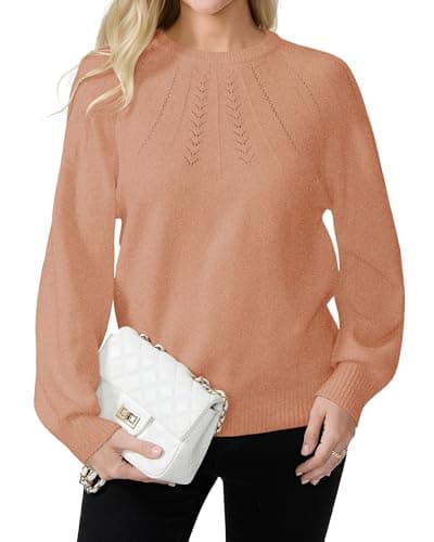 COSSEN Sweaters for Women 2025 Fall Fashion Cute Hollow Out Pullover Sweater S Light Pink - Image 1