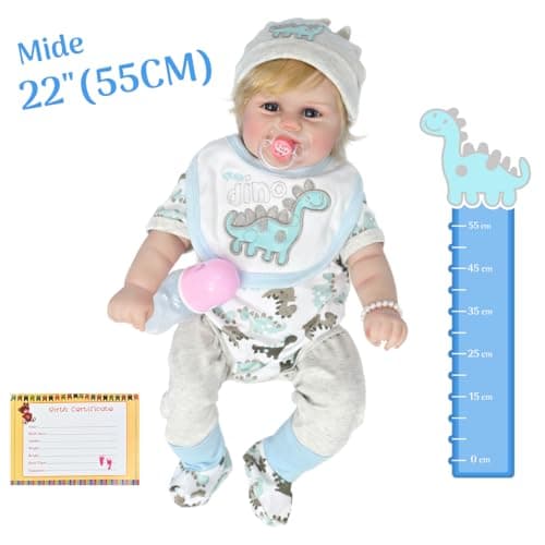 Lifelike Reborn Baby Dolls Silicone Full Body Girl, 20inch Real Baby Feeling Realistic Newborn Baby Doll Adorable Smiling Real Life Baby Dolls With Hair Gift Box For Toddler Girl Toy(Gray Hat Boy) - Thumbnail 5