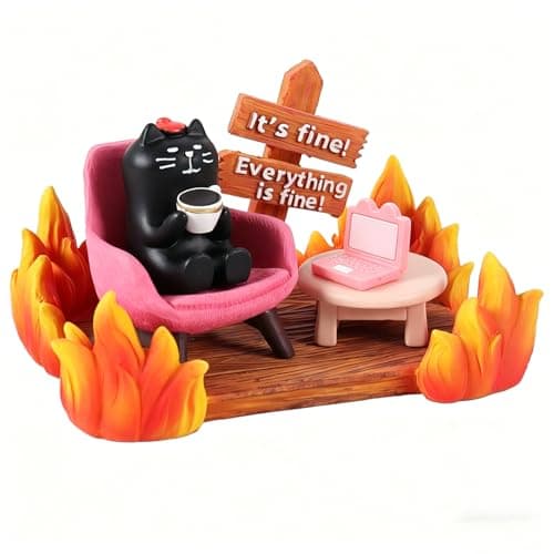 PAJH Miniatures Black Cat Figurines Desk Decor Cat Gifts for Women Cat Lovers Gifts Cute Cat Desk Accessories for Office Desk, Bookshelf, Coffee Table - Image 1