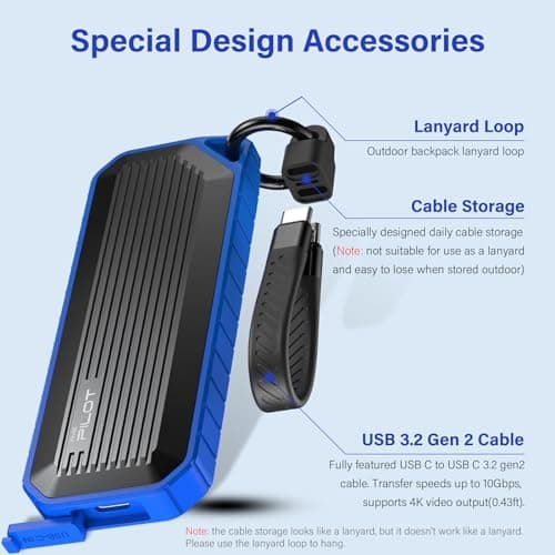 AMZPILOT Zinc Alloy M.2 NVMe & SATA to USB C Enclosure, M 2 SSD to USB C Reader Adapter for Both M2 (M Key, B+M Key) PCIE 3.0 and NGFF, for 2280 2260 2242 2230, Rugged Water Dust Resistance Case - Thumbnail 6